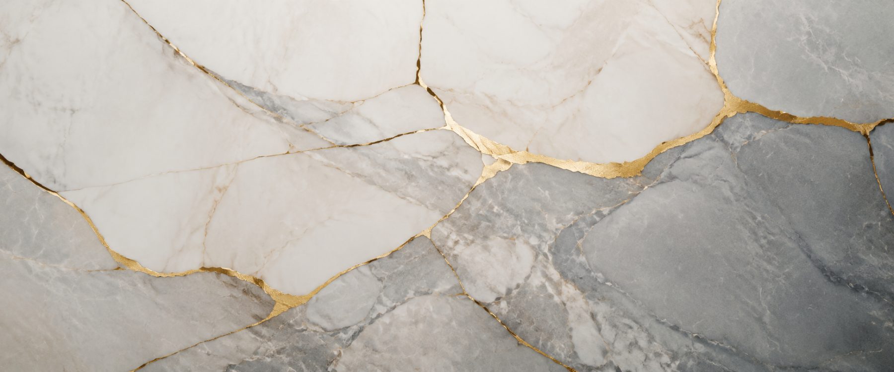 Kintsugi marble, gold running through stone