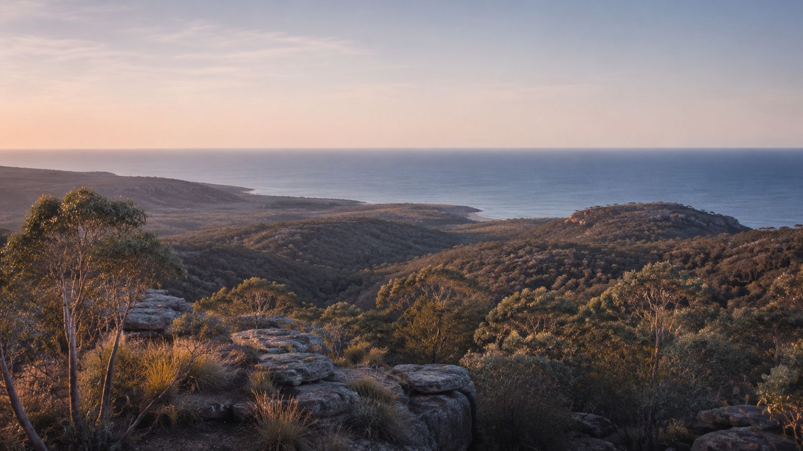 Misty mountain ranges at dawn
