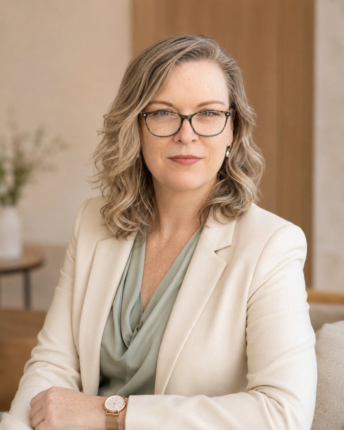 Renae Richardson, editorial portrait in an ivory jacket